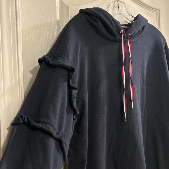 Tommy Hilfiger Women Navy Blue Ruffle Sleeve Hoodie Dress Casual Size XL - Picture 3 of 9